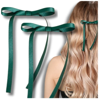 Agrafe de par dama, fundite lungi, 2 buc, verde, elegante