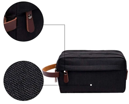 Geanta de cosmetice neagra pentru barbati, organizator spatios de calatorie