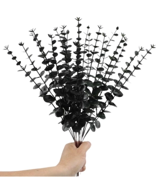 Ramuri artificiale de frunze de eucalipt set de 10pcs negru decorative