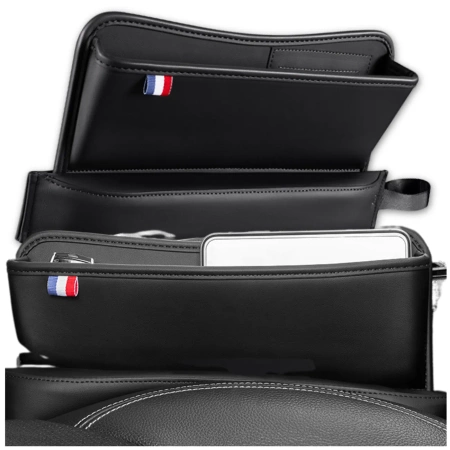 Organizer auto pentru fanta dintre scaune, din piele ecologică, compact.
