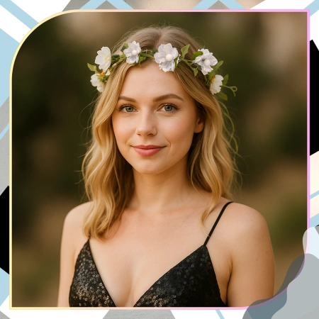 Coroană albă Bentita pentru împărtășanie Flori Trandafiri Stil Boho