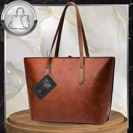 BAD&BAGS geanta de mana din piele de dama clasic maro shopper