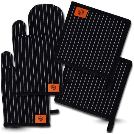 Set dublu manusi de cuptor si suport de oala