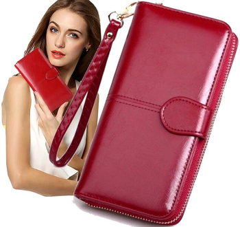 Portofel de damă mare, spațios, decorativ din piele