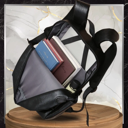 Rucsac negru de călătorie City USB BAD&BAGS Piele Impermeabil