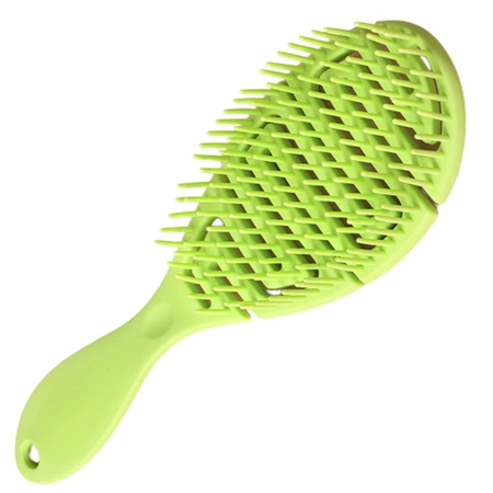 Perie flexibila pentru masaj si coafare a parului, verde delicat