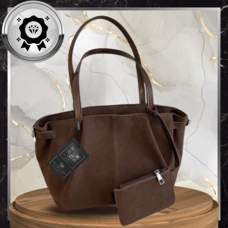 Geantă shopper de damă BAD&BAGS din piele ecologică din piele intoarsa maro