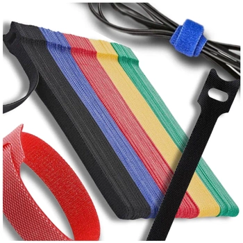 Cravata velcro pentru legarea cablurilor, set 60 de piese colorate