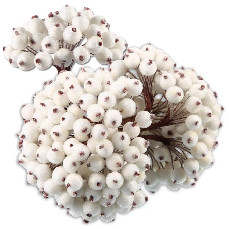 Sorbus artificial alb, decorativ, Crăciun, înghețat, 100 buc. ramură