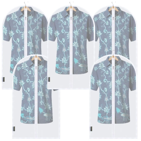 Husă impermeabilă pentru haine, organizator de dulap, albă, translucidă, set de 5