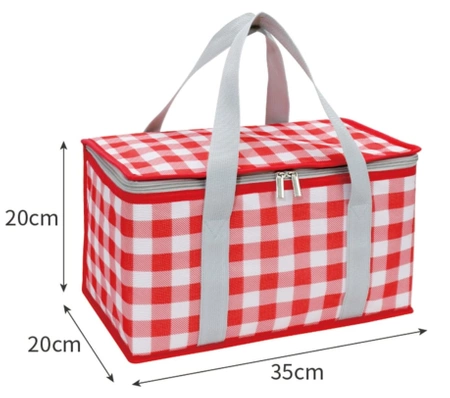 LUNCH BOX pungă termică mare pentru depozitarea alimentelor cu design în carouri