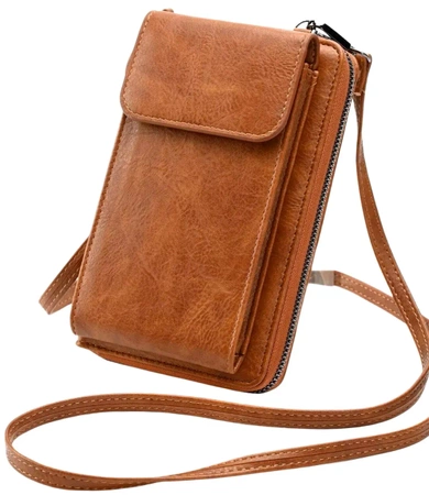 Pochette retro dama din piele + portofel pentru telefon