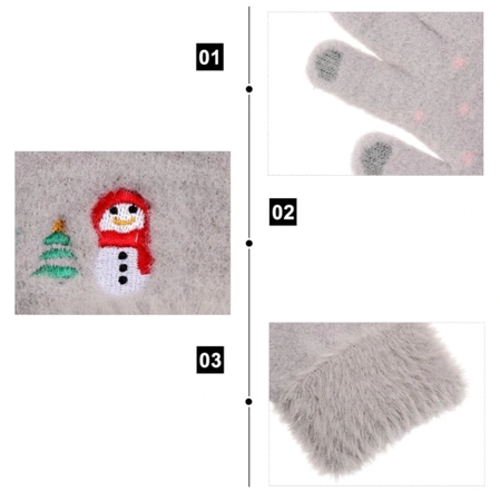 Mănuși calde de iarnă pentru femei, brodate cu model de Crăciun