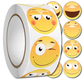 Autocolante Emoji colorate pe rolă 500 bucăți DIY pentru copii