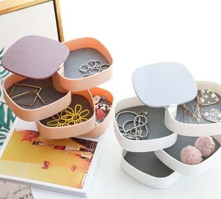 Cutie rotunda cu oglinda pentru organizator de bijuterii Casket