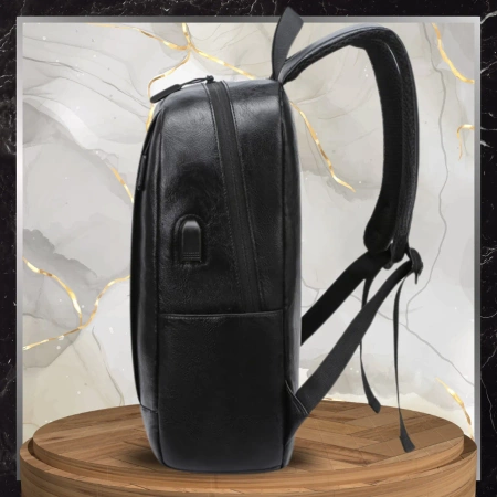 Rucsac negru de călătorie City USB BAD&BAGS Piele Impermeabil