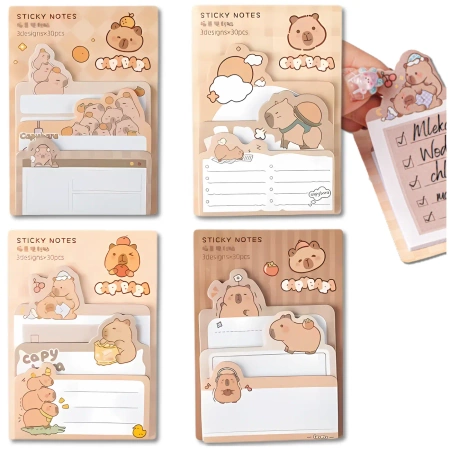 Set de 4 dosare de cartonașe colorate de tip capibara