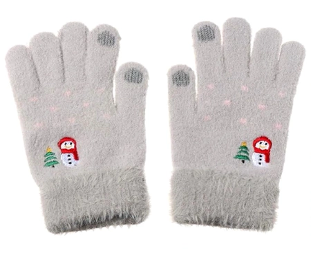 Mănuși calde de iarnă pentru femei, brodate cu model de Crăciun