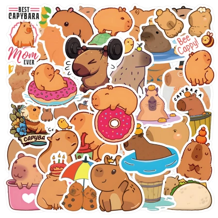 Autocolante capibara 60 buc DIY motivaționale colorate pentru copii