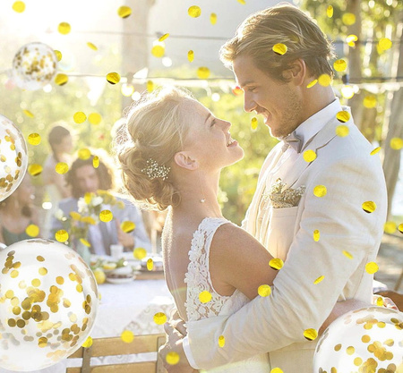 Set 30 de baloane aurii cu confetti pentru petrecere, ziua de nastere, nunta