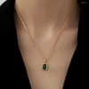 Colier elegant din aur, otel chirurgical, zircon verde, lant