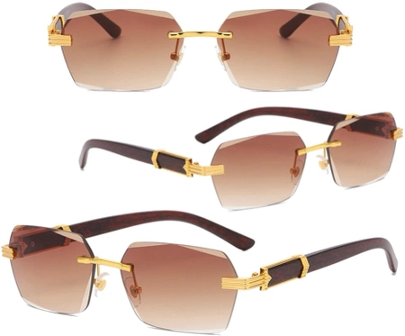 Ochelari de soare dreptunghiulari maro fără rame