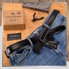 Curea bărbătească din piele neagră pentru pantaloni TRESSARI, 120 cm, automată