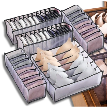 Un set de organizatoare pentru dulap, sertar, 5 buc, pentru lenjerie intimă, organizator negru