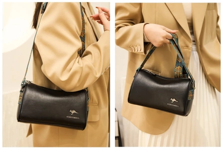 Elegant negru piele geanta de umăr doamnelor postbag