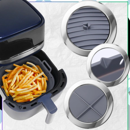 Inserție din silicon pentru friteuză cu aer, tavă de copt reutilizabilă, gri