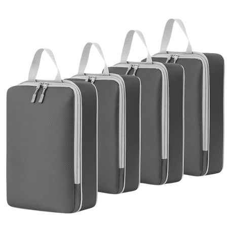 Set de 4 organizatoare pentru valiză de călătorie, gri, cu fermoar