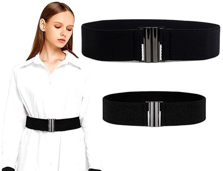 Curea elegantă pentru femei, centură neagră lată, elastică