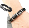 Brățară neagră pentru bărbați din piele împletită nordică