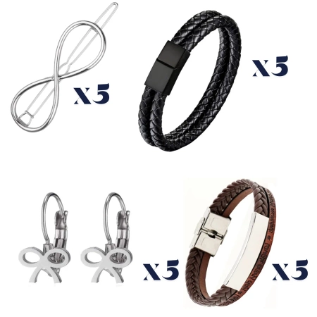 Cutie en-gros cu 105 buc accesorii, mix de 21 modele, accesorii moda