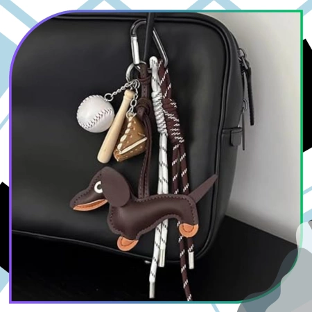 Breloc geantă breloc pandantiv dachshund baseball set