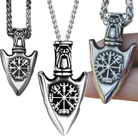 Colier bărbătesc din oțel chirurgical Viking Nordic amulet vârf de săgeată