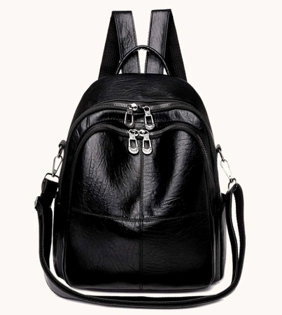 Rucsac elegant din piele A4, spatios, negru