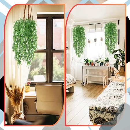 Feriga artificiala set de 2 flori verzi decor suspendat 82 cm