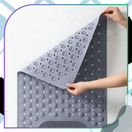 Covoraș de duș antiderapant pentru baie 69x36 cm, cu masaj, gri