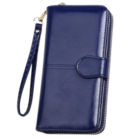 Portofel de damă din piele ecologică, netedă, lacuită, cu un clic