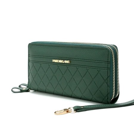 Portofel mare pentru femei Model verde practic, matlasat, decorativ