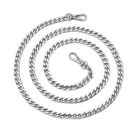 Curea geanta argintie 120cm, lant gros de metal
