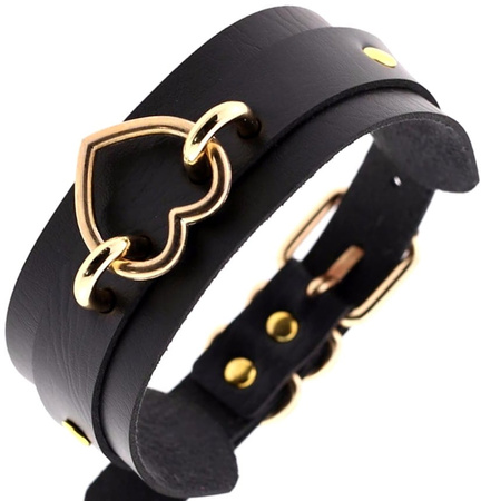 Colier choker din aur negru cu curea din piele