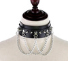 Colier guler din piele GOTHIC Punk Goth, negru