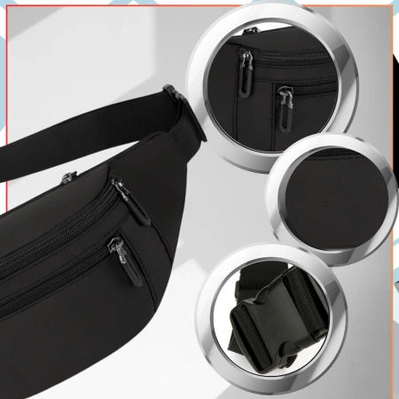 Rucsac sportiv pentru talie, bărbați și femei, borsetă neagră pentru talie.