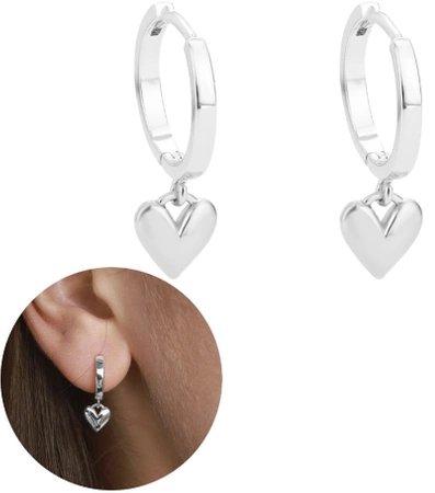 Cercei eleganti cu inimă de argint din oțel chirurgical