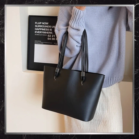 BAD&BAGS geanta shopper din piele de dama clasica neagra
