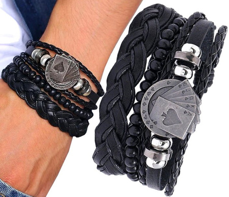 Set punk bratara piele, rock negru