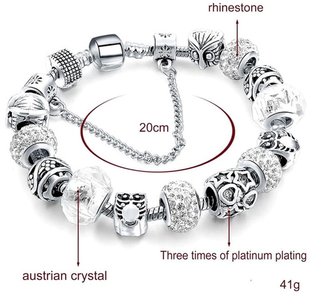 Bratara modulara din argint cu brelocuri de zircon