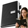 Notes, caiet cu fermoar, planner, jurnal A5, negru, elegant.